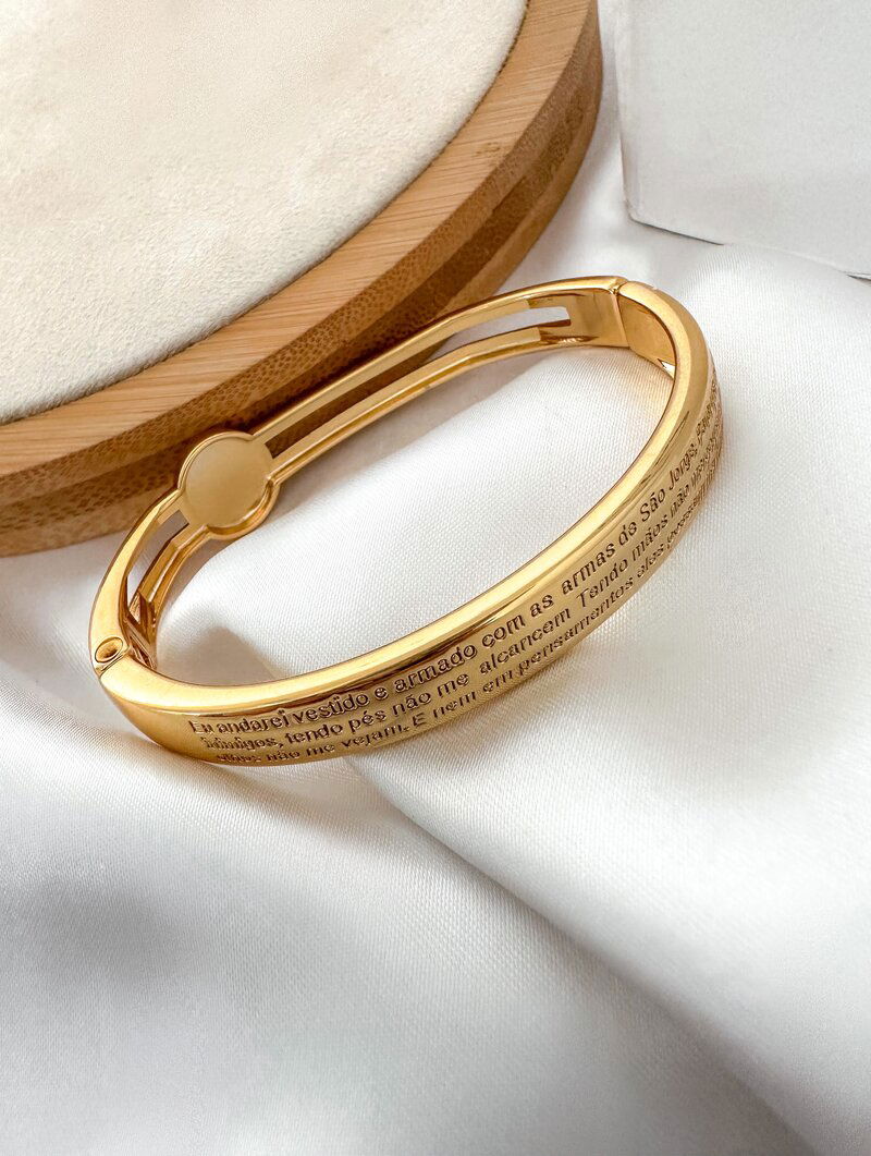 Bracelete Masculino Semi Joia Oração São Jorge