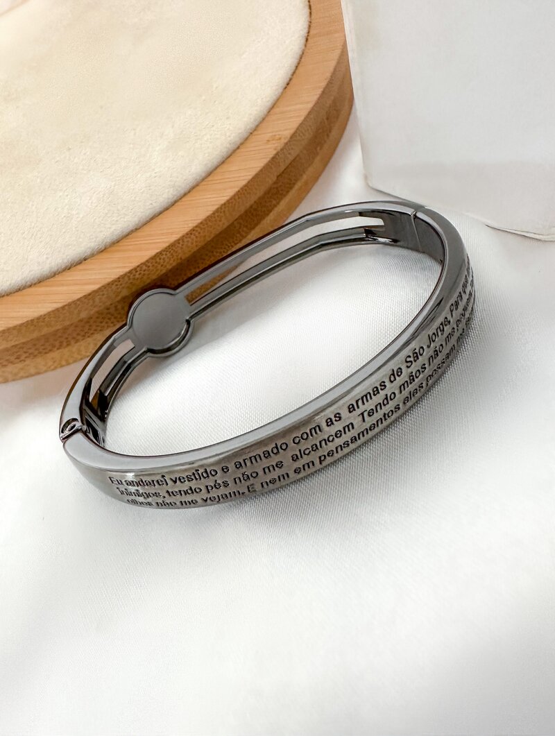 Bracelete Masculino Semi Joia Oração São Jorge