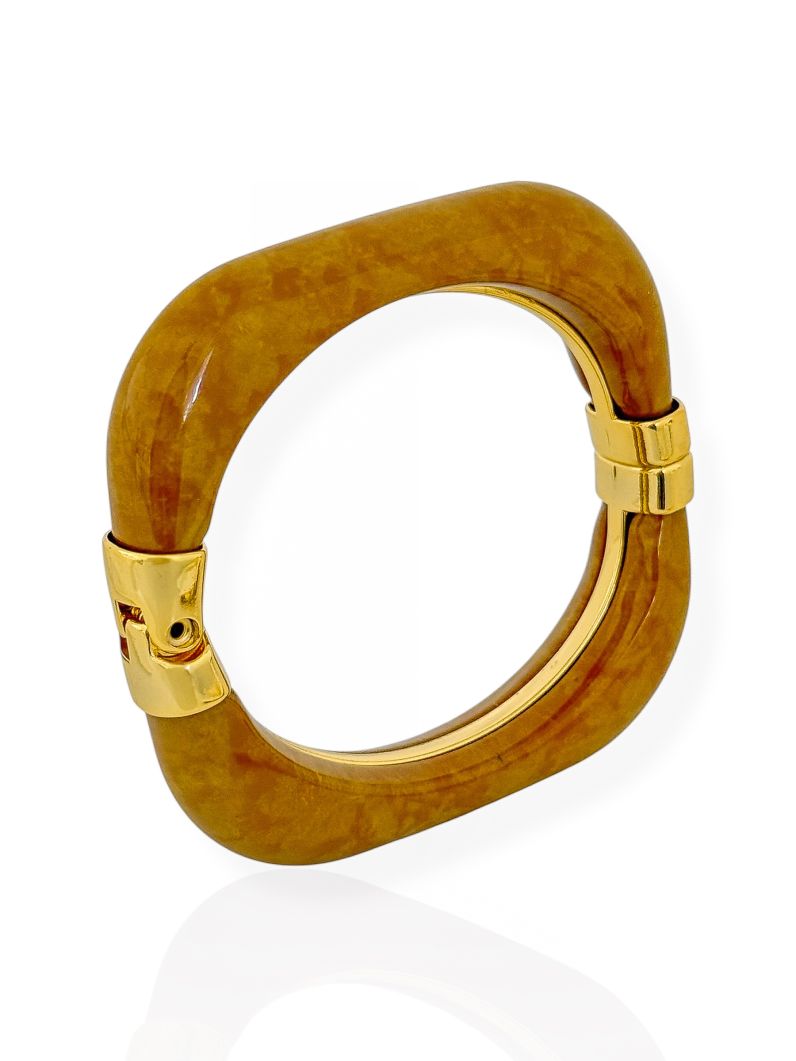 Bracelete Semi Joia Quadrado Resinado