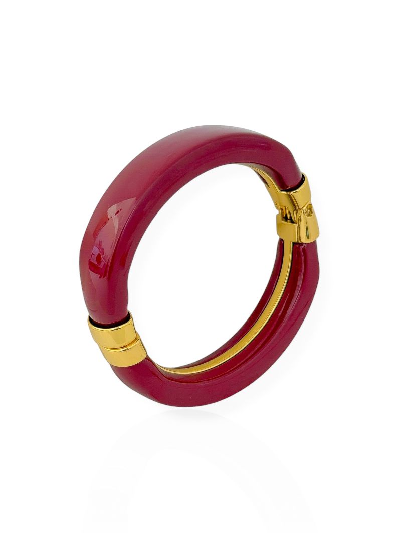 Bracelete Semi Joia Resinado Vinho