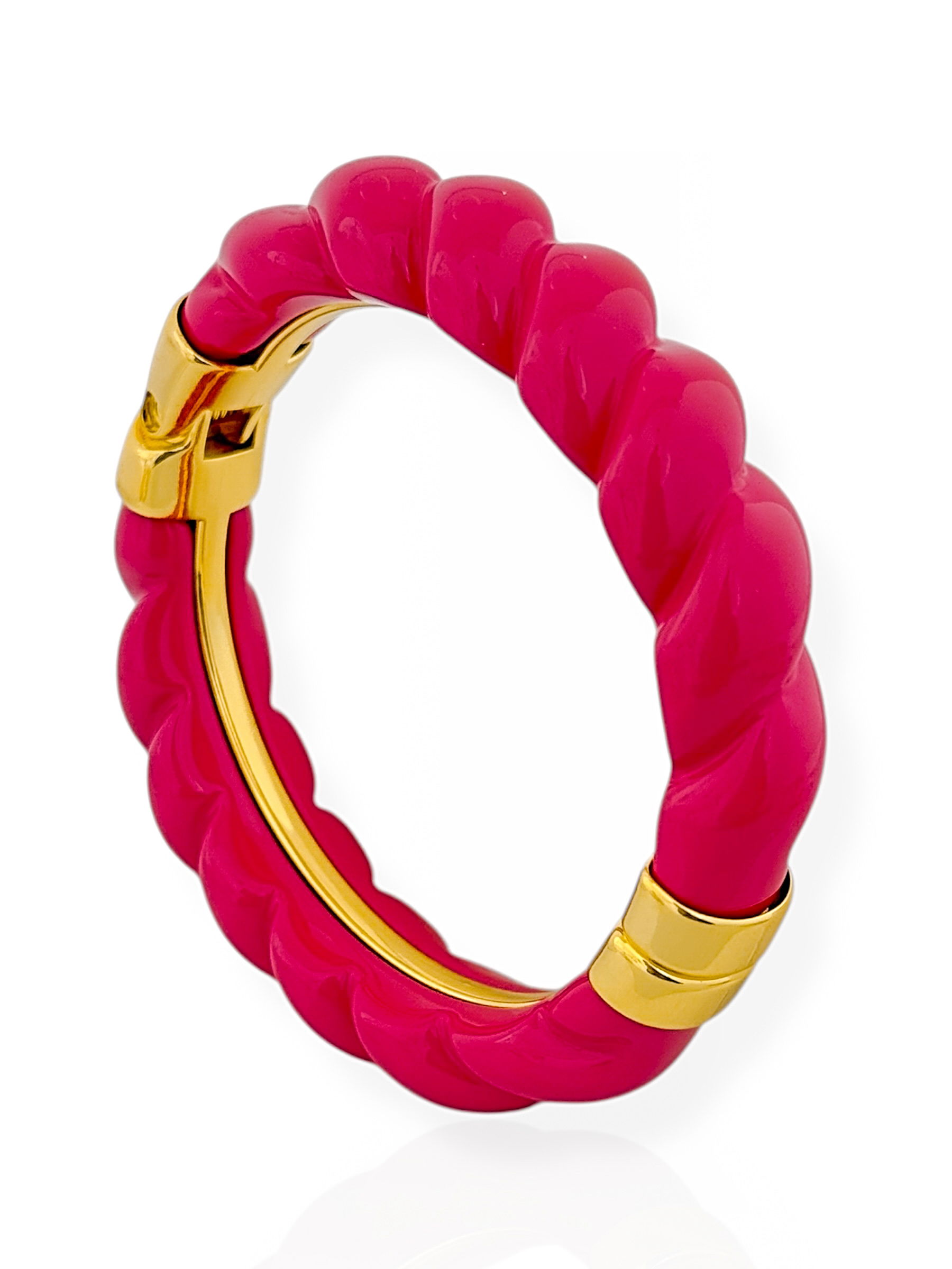 Bracelete Semi Joia Torcido Resinado Pink