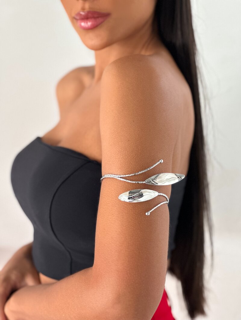 Bracelete Superior Folheado a Ouro 18k e Prata Aro Texturizado com Folha