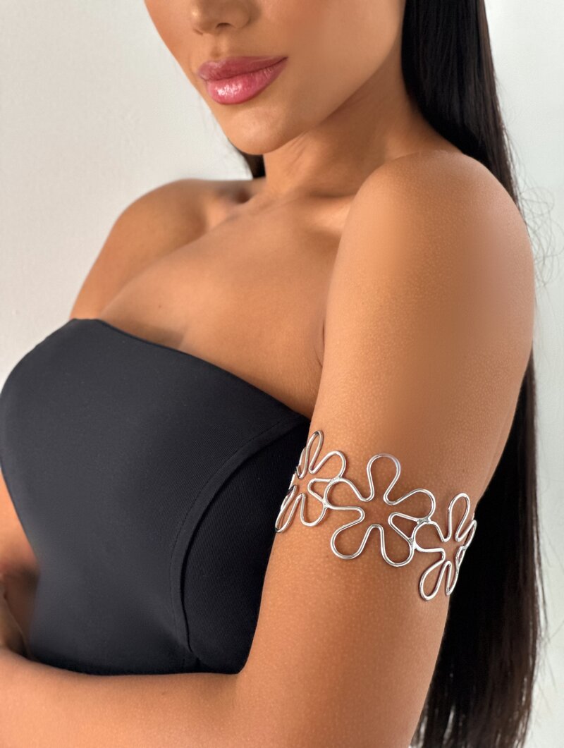 Bracelete Superior Folheado a Ouro 18k e Prata Maxi Floral