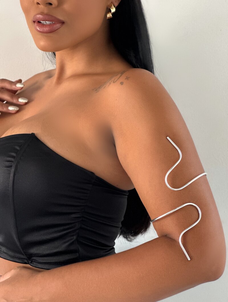 Bracelete Superior Folheado a Ouro 18k e Prata Ondulado