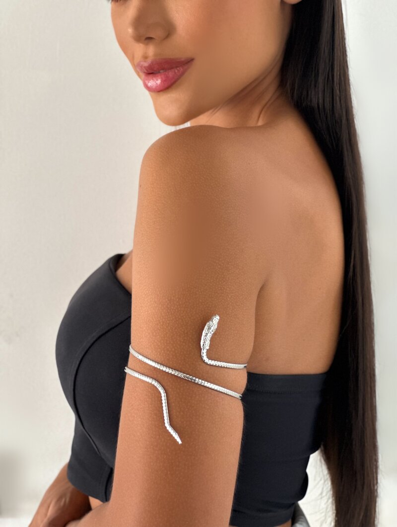 Bracelete Superior Folheado a Prata Serpente