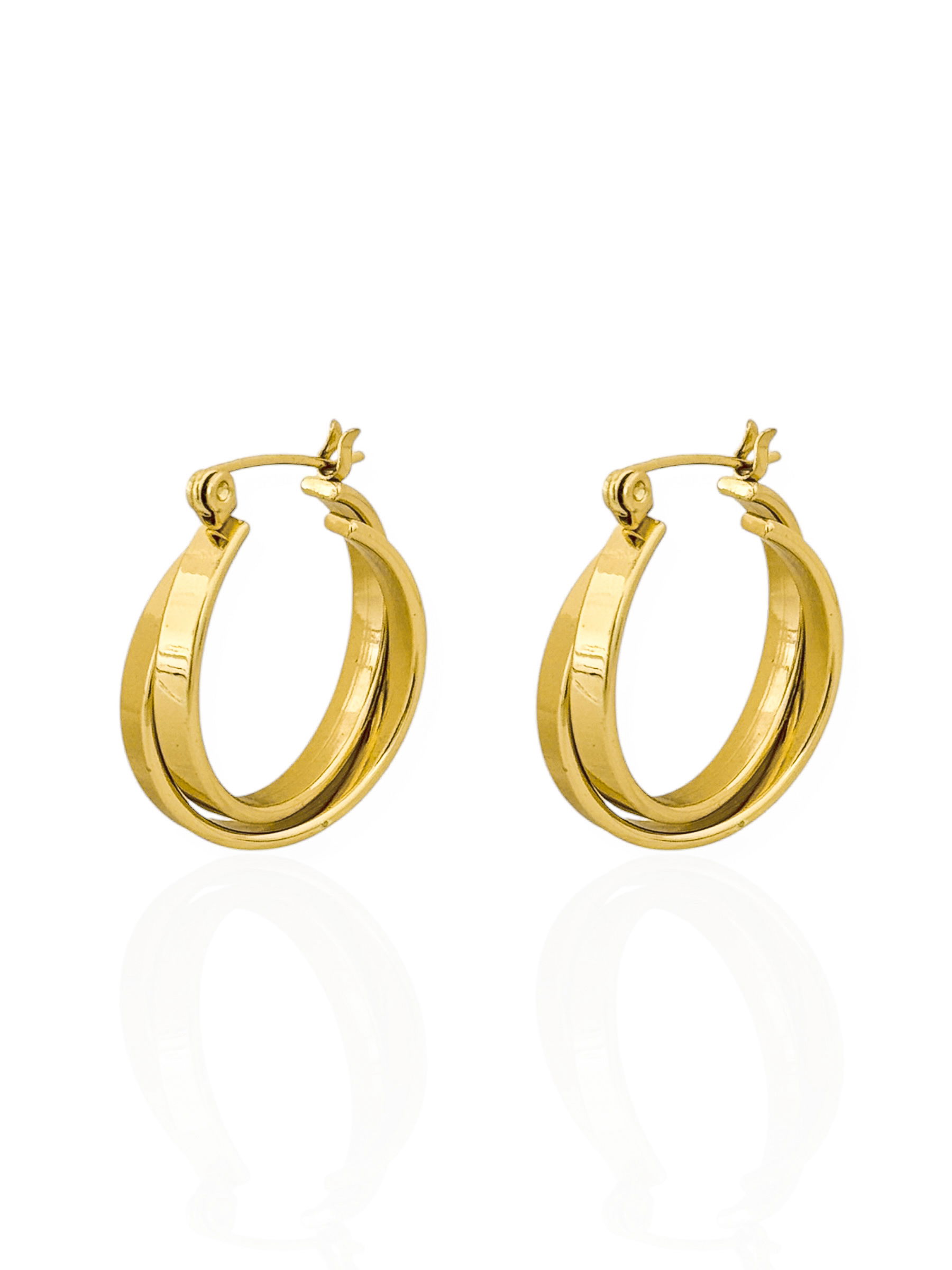 Brinco Aço Inoxidável Folheado a Ouro 18k Argola Tripla