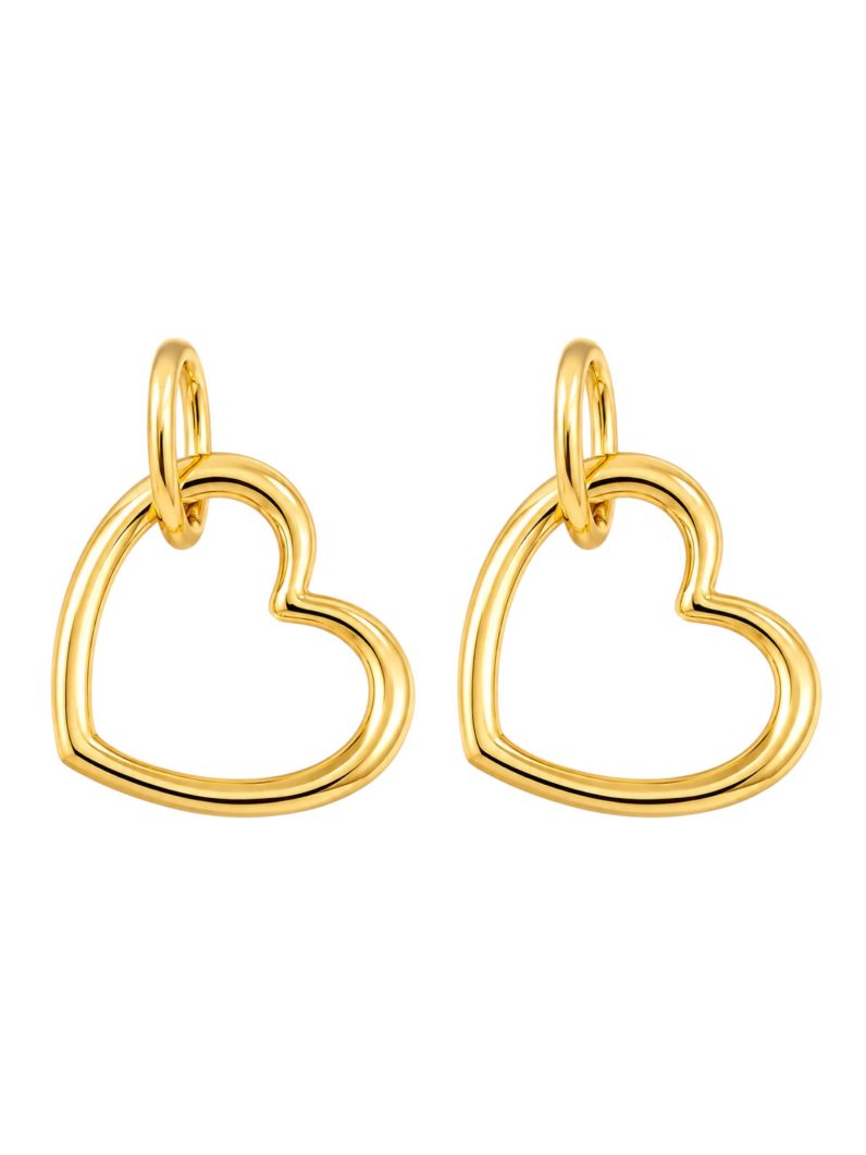Brinco Aço Inoxidavel Folheado a Ouro 18k Coração Vazado