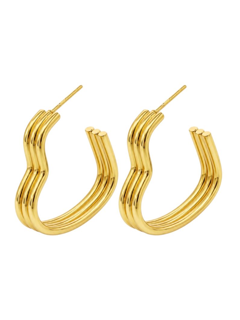Brinco Aço Inoxidavel Folheado a Ouro 18k e Prata Argola de Coração