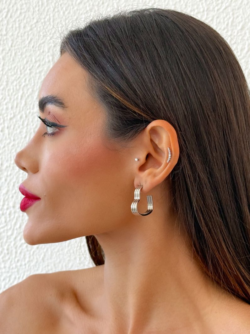 Brinco Aço Inoxidavel Folheado a Ouro 18k e Prata Argola de Coração