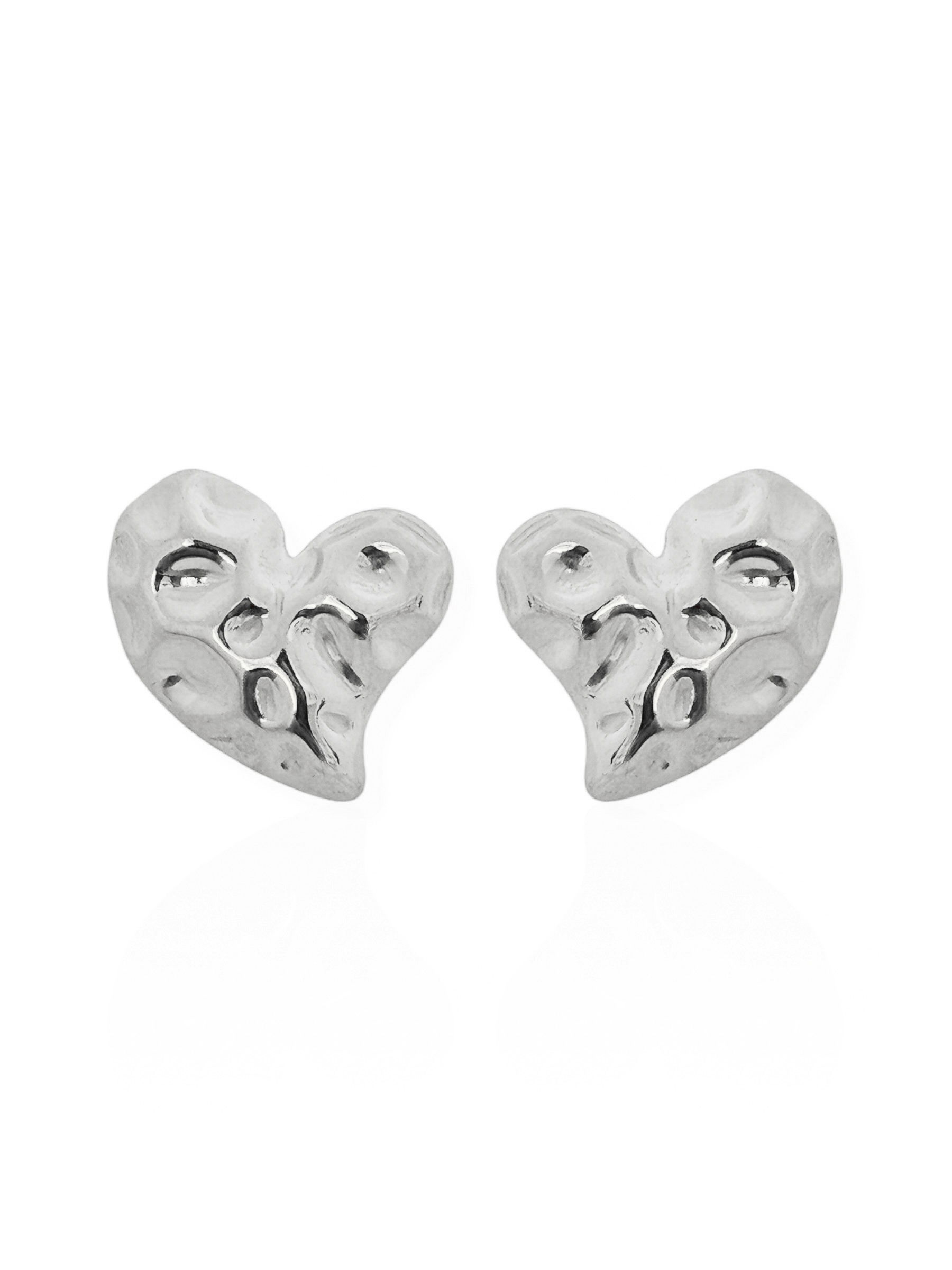 Brinco Aço Inoxidável Folheado a Ouro 18k e Prata Coração Martelado