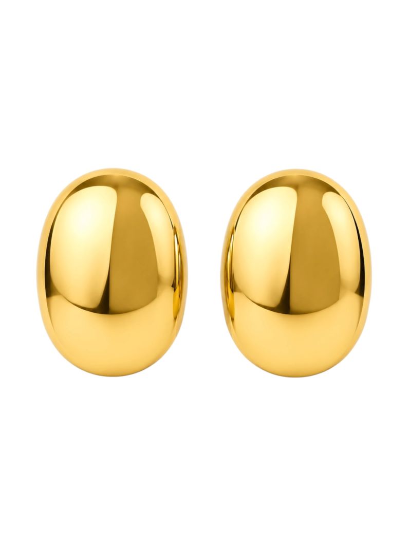Brinco Aço Inoxidavel Folheado a Ouro 18k e Prata Design Oval Liso