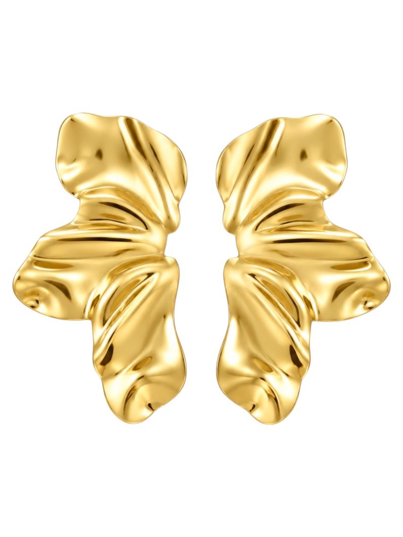 Brinco Aço Inoxidavel Folheado a Ouro 18k e Prata Folha Martelada