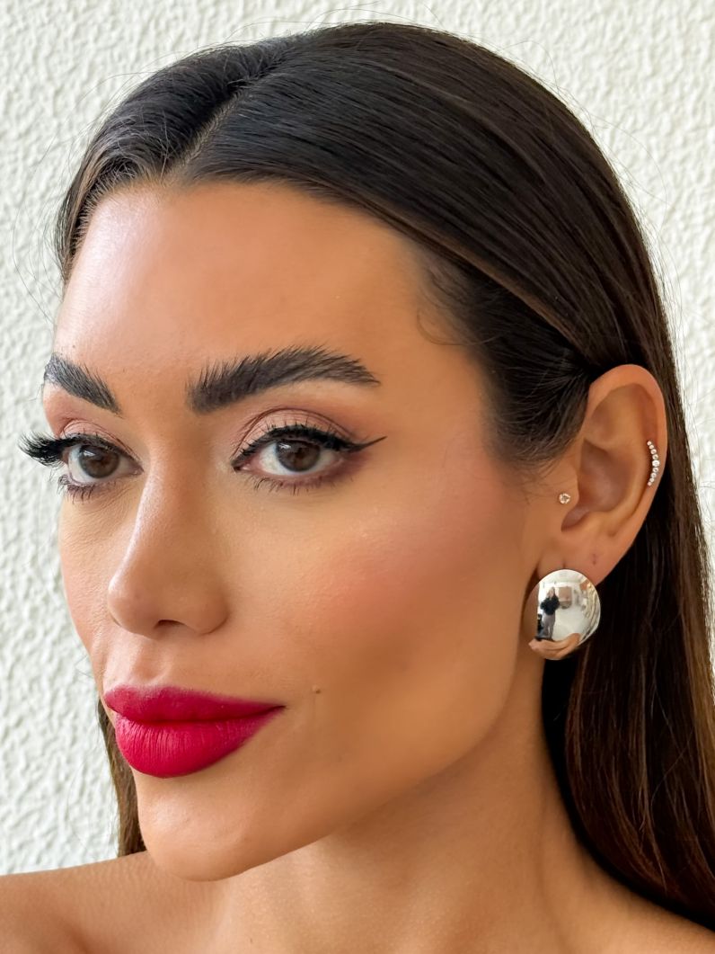 Brinco Aço Inoxidavel Folheado a Ouro 18k e Prata Oval Liso