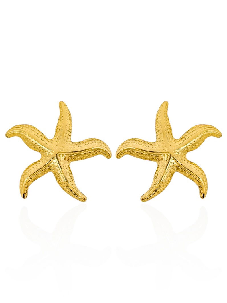 Brinco Aço Inoxidável Folheado a Ouro 18k Estrela do Mar