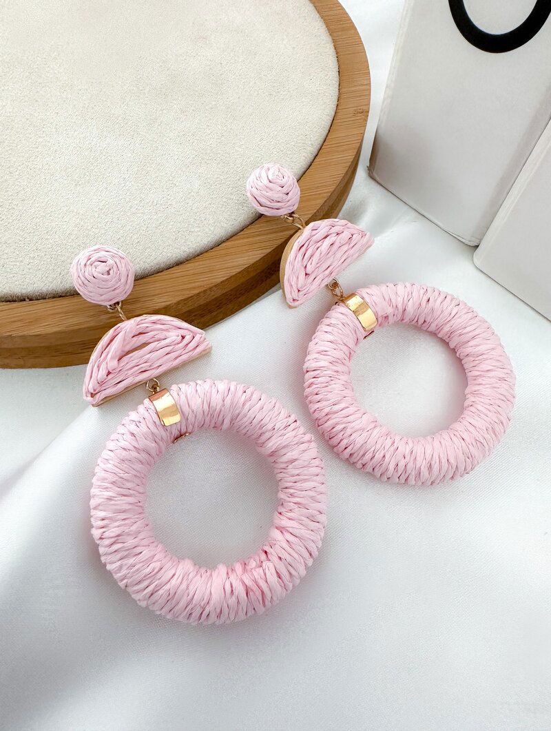 Brinco de Palha Argola com Ponteira Cores