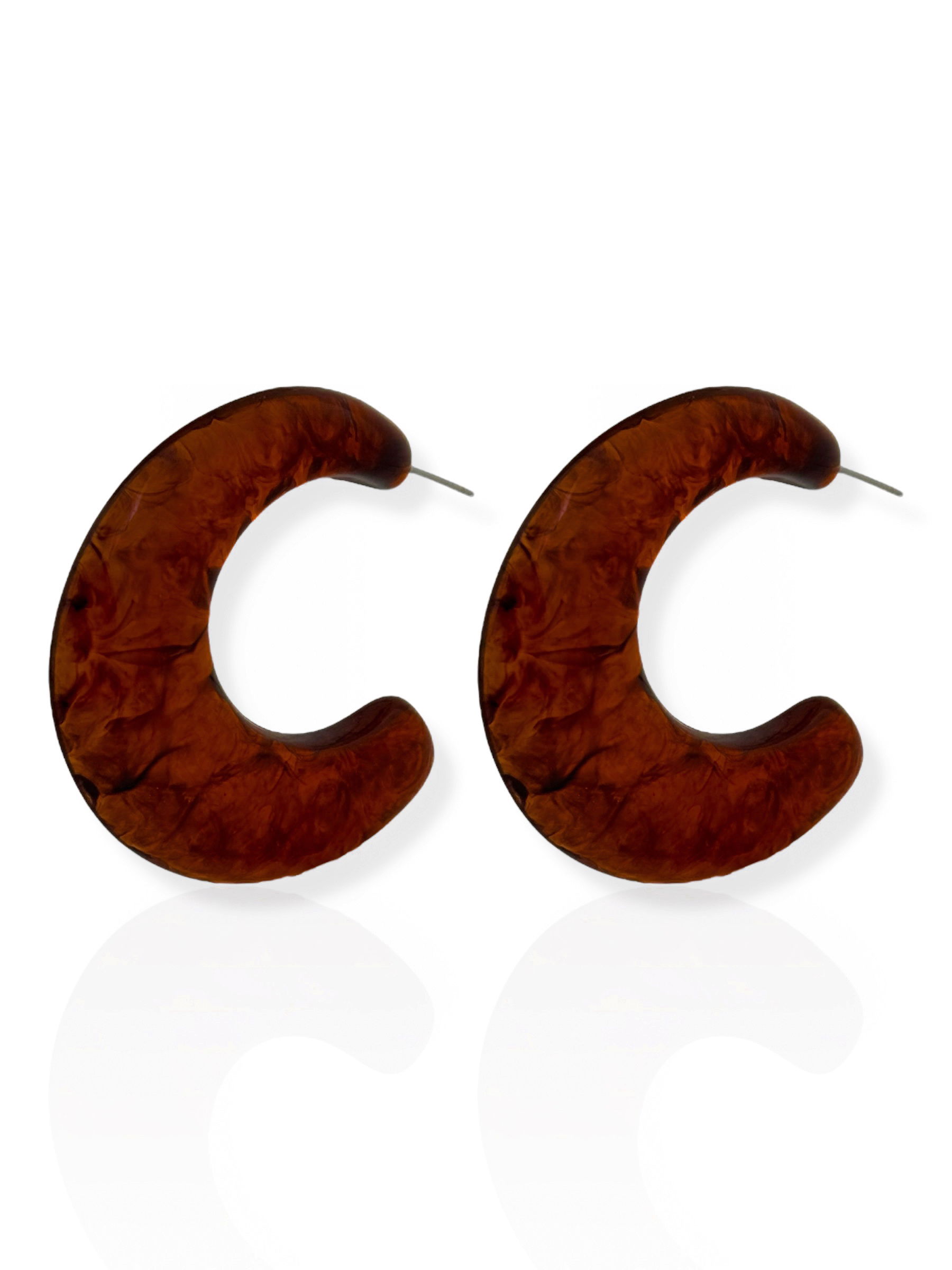 Brinco Argola Resina Tartaruga