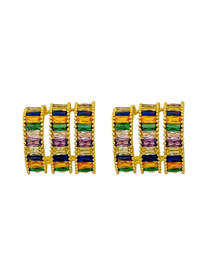 Brinco Argola Semi Cravejado Com Navetes