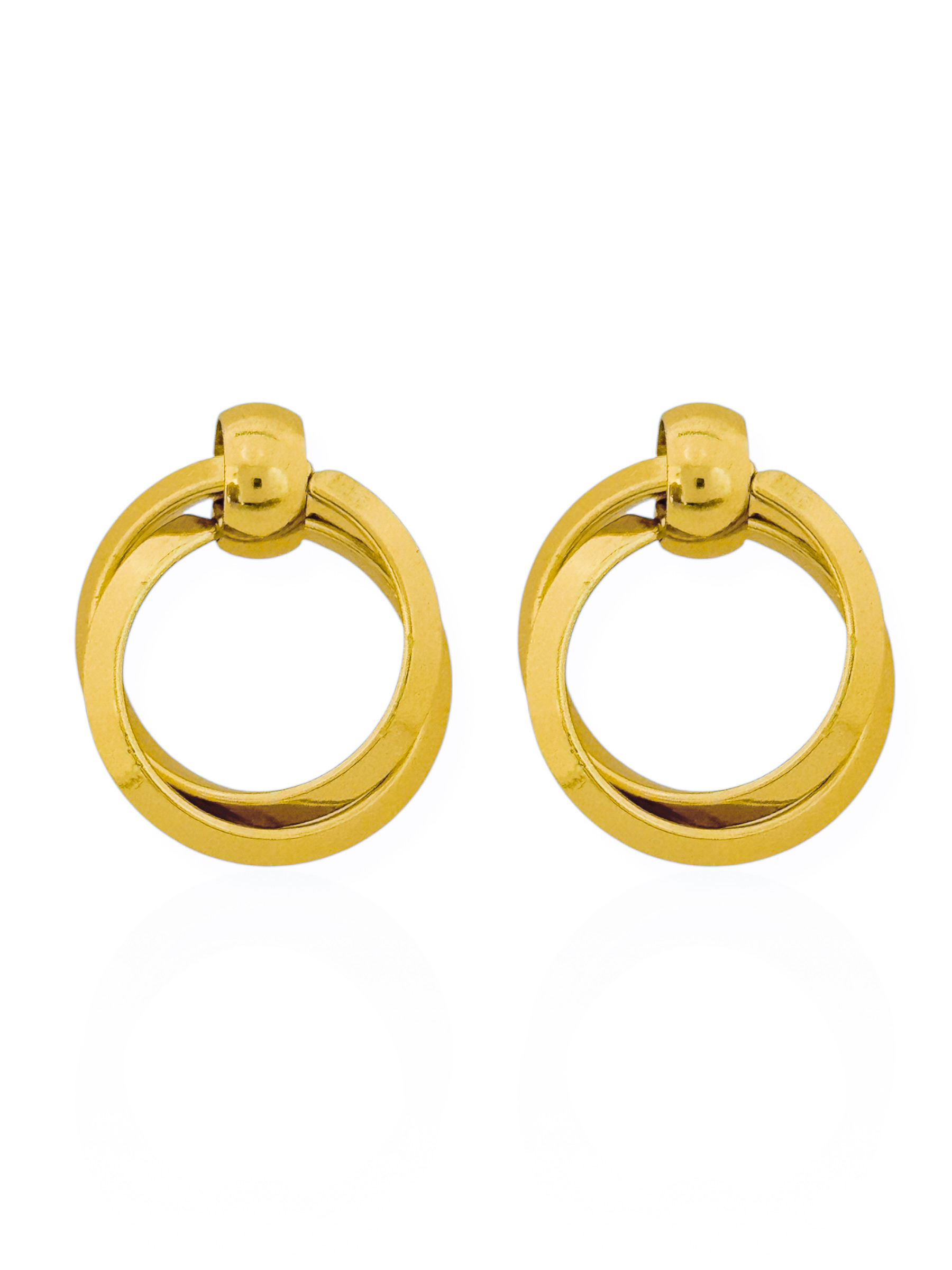 Brinco de Aço Inoxidavel Folheado a Ouro 18k Círculo Duplo Liso