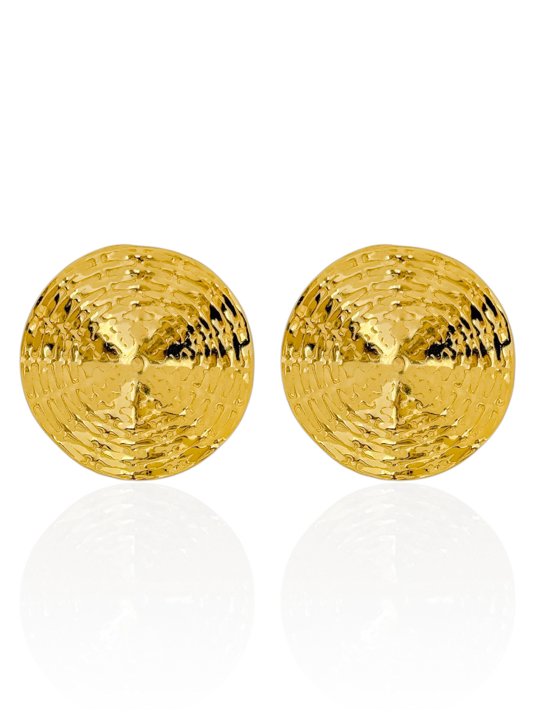 Brinco de Aço Inoxidavel Folheado a Ouro 18k Design Redondo Texturizado