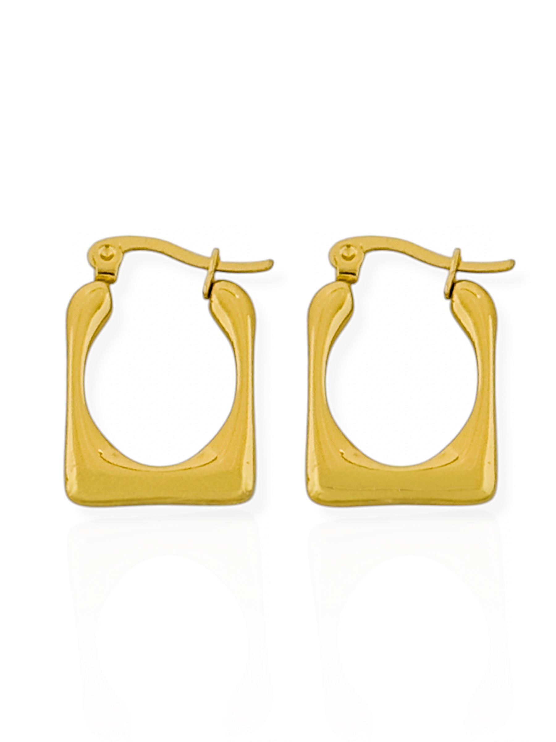 Brinco de Aço Inoxidavel Folheado a Ouro 18k e Prata Argola Quadrada