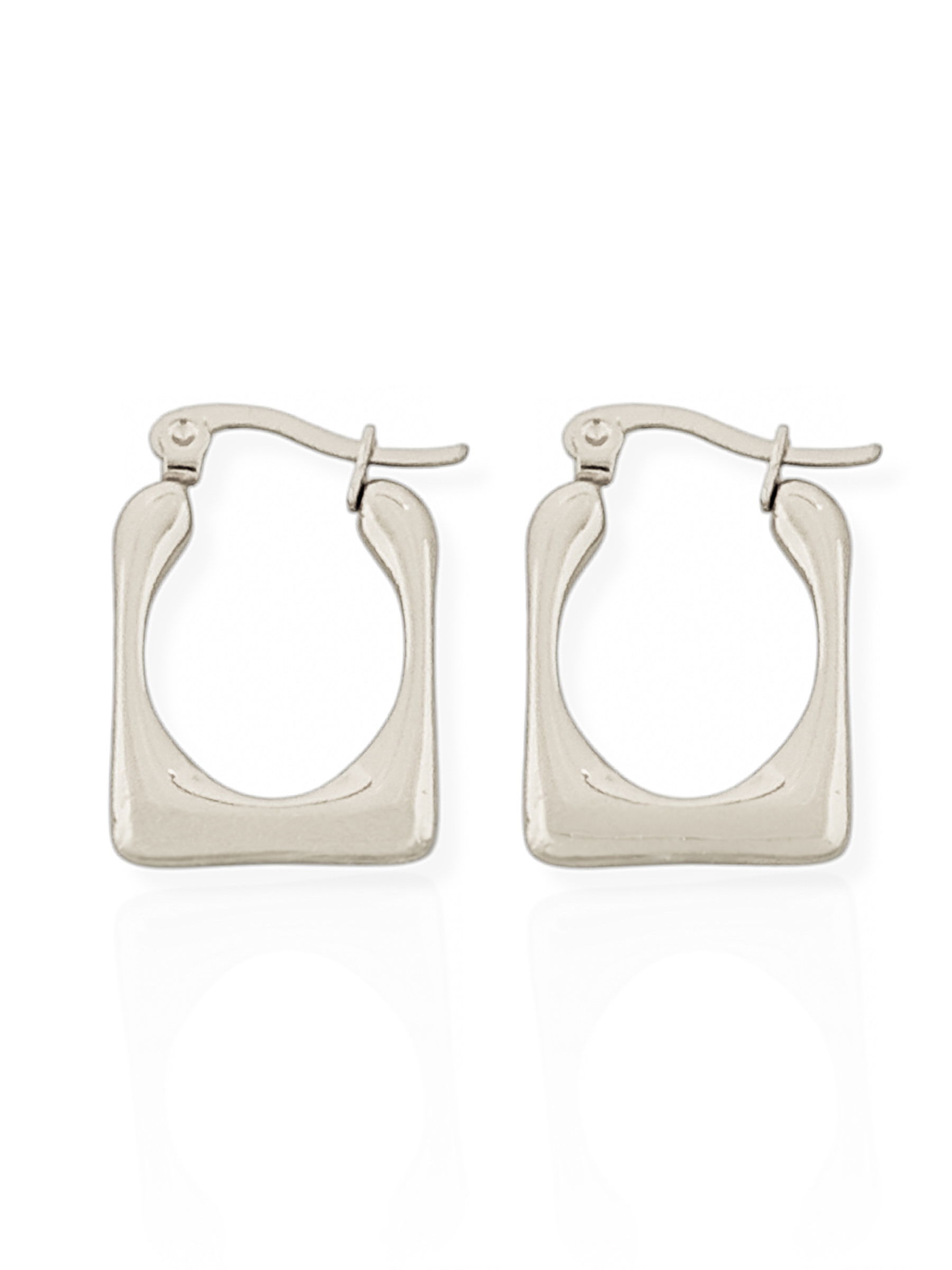 Brinco de Aço Inoxidavel Folheado a Ouro 18k e Prata Argola Quadrada