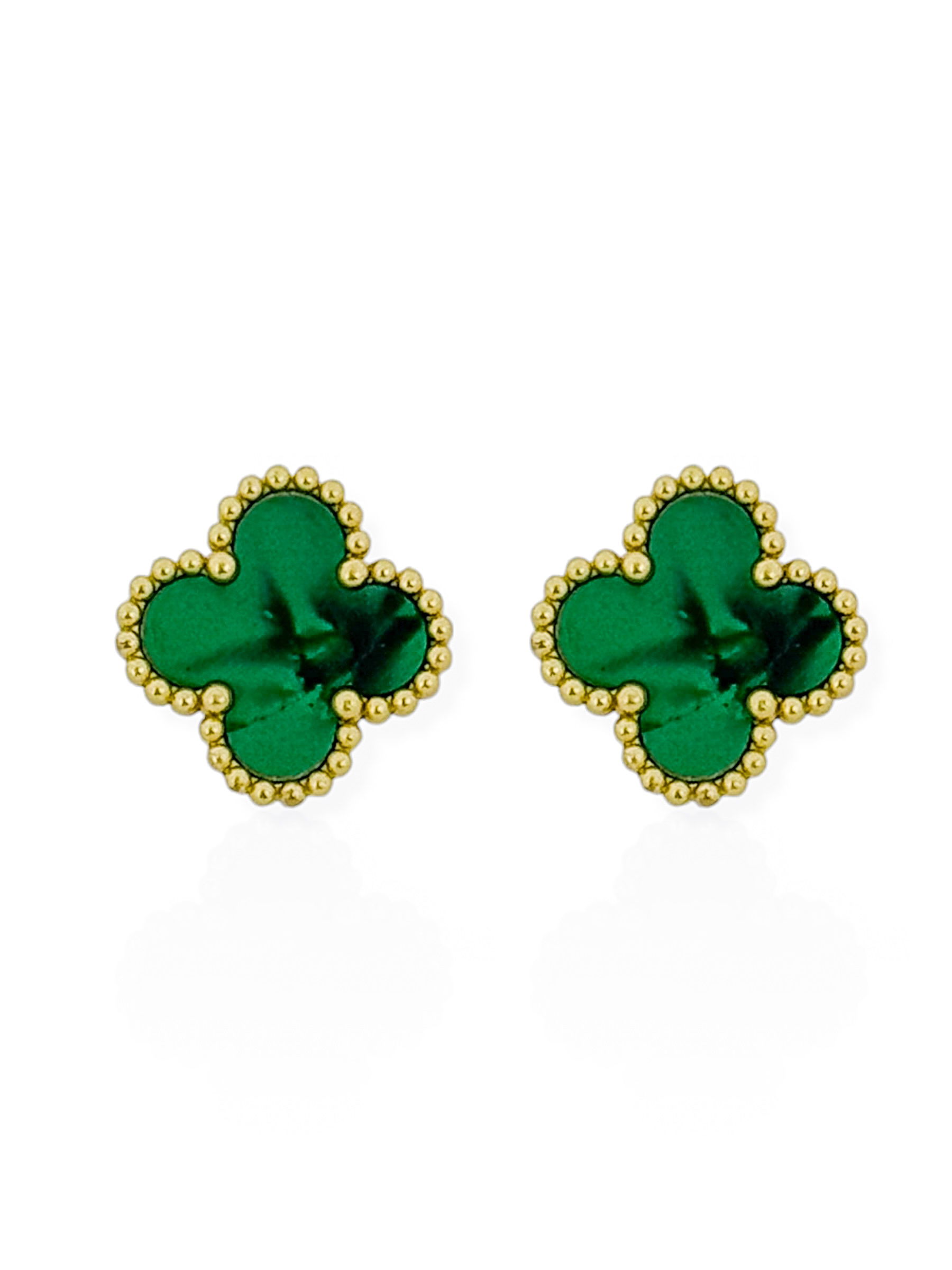 Brinco de Aço Inoxidável Folheado a Ouro 18k Inspiração Vg. Resinada Com Borda de Esferas