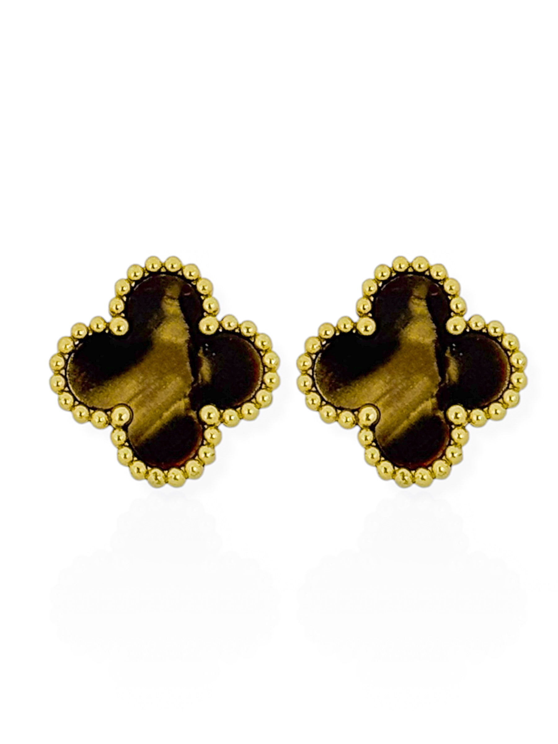 Brinco de Aço Inoxidável Folheado a Ouro 18k Inspiração Vg. Resinada Com Borda de Esferas