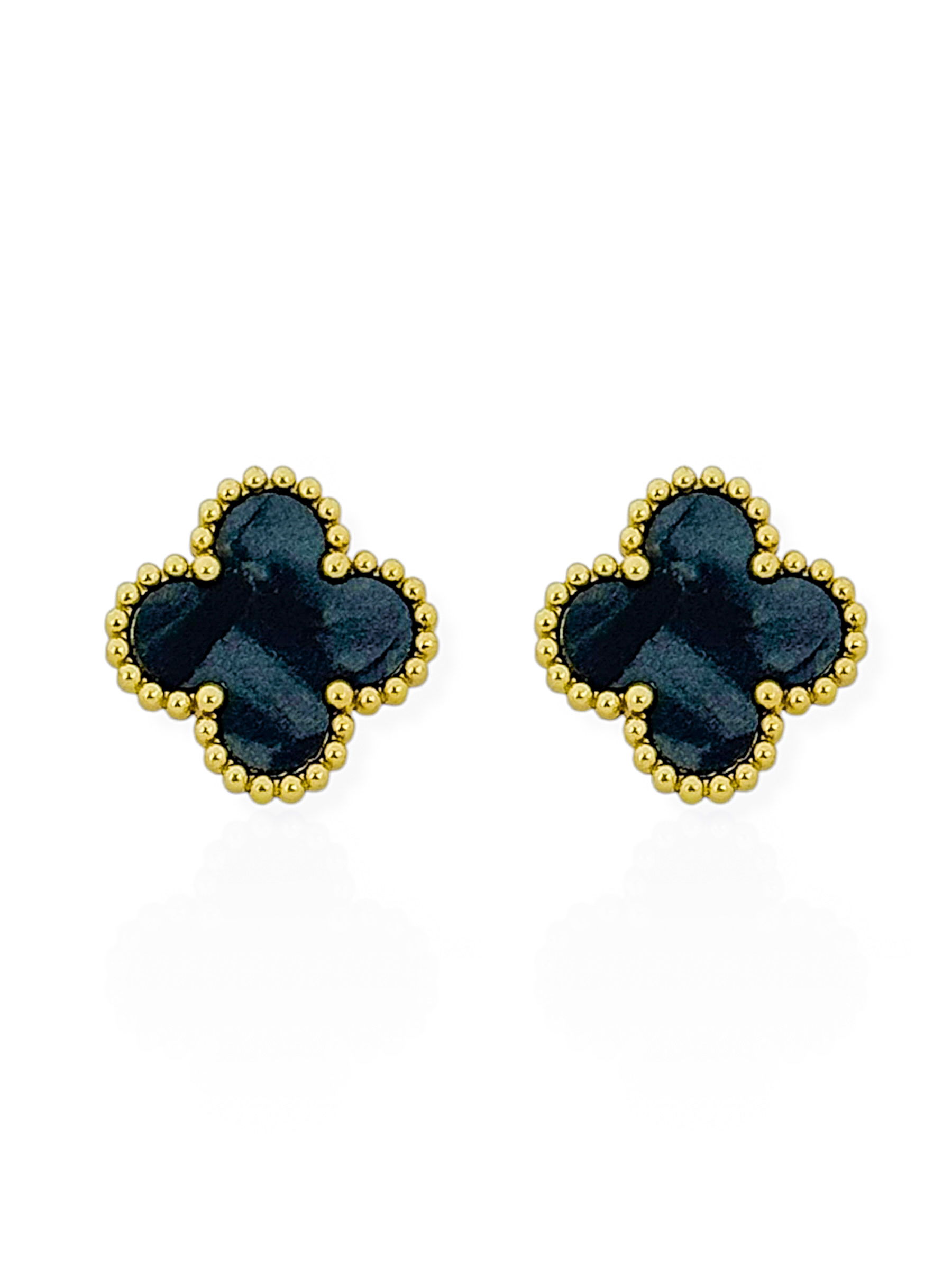 Brinco de Aço Inoxidável Folheado a Ouro 18k Inspiração Vg. Resinada Com Borda de Esferas