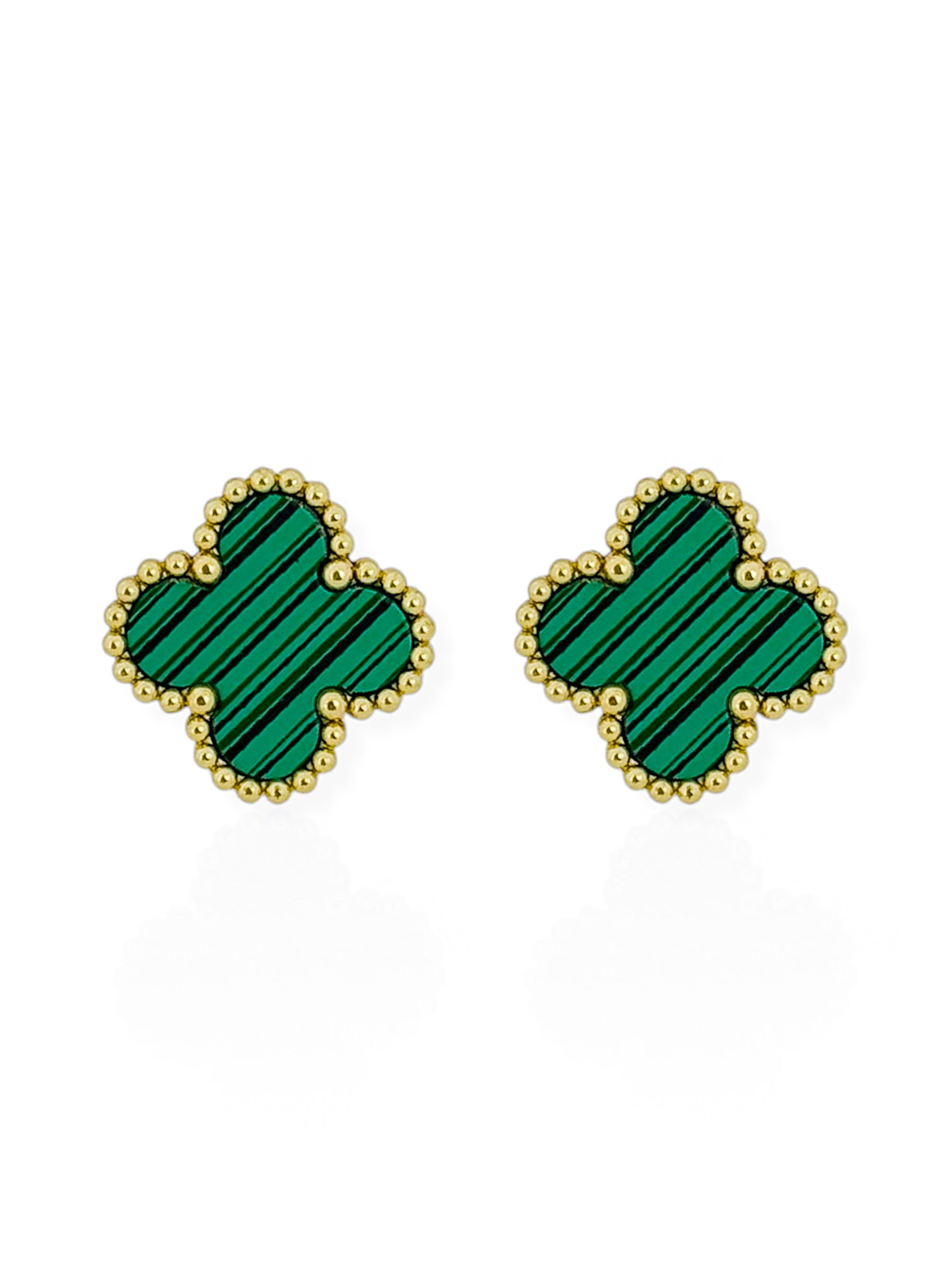 Brinco de Aço Inoxidável Folheado a Ouro 18k Inspiração Vg. Resinada Com Borda de Esferas