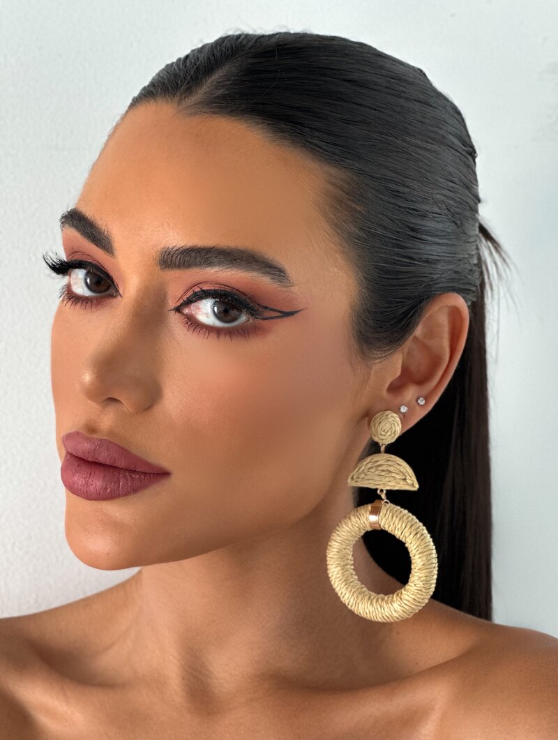 Brinco de Palha Argola com Ponteira Cores