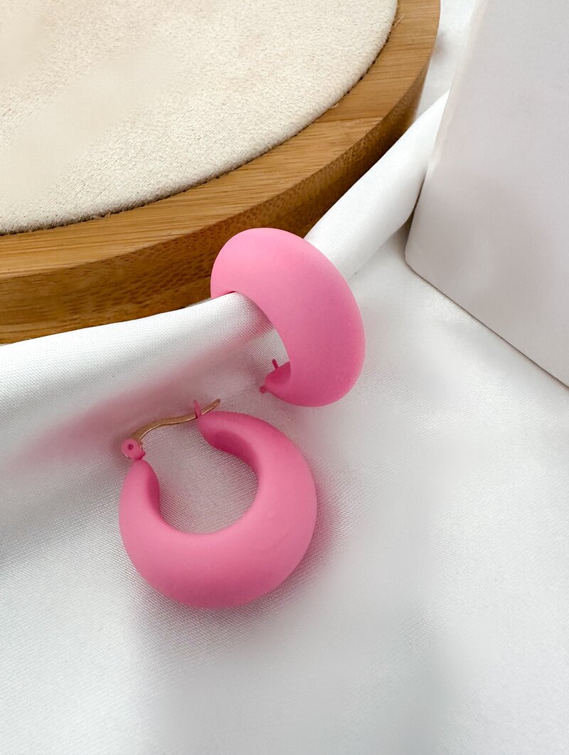 Brinco de Resina Colorida Argola com Fecho