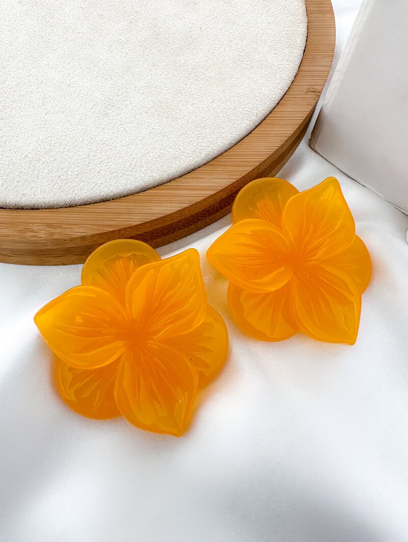 Brinco De Resina Flor Camadas