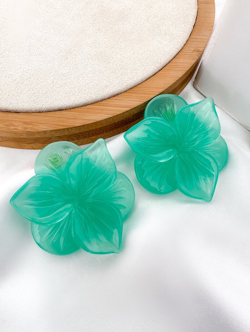 Brinco De Resina Flor Camadas