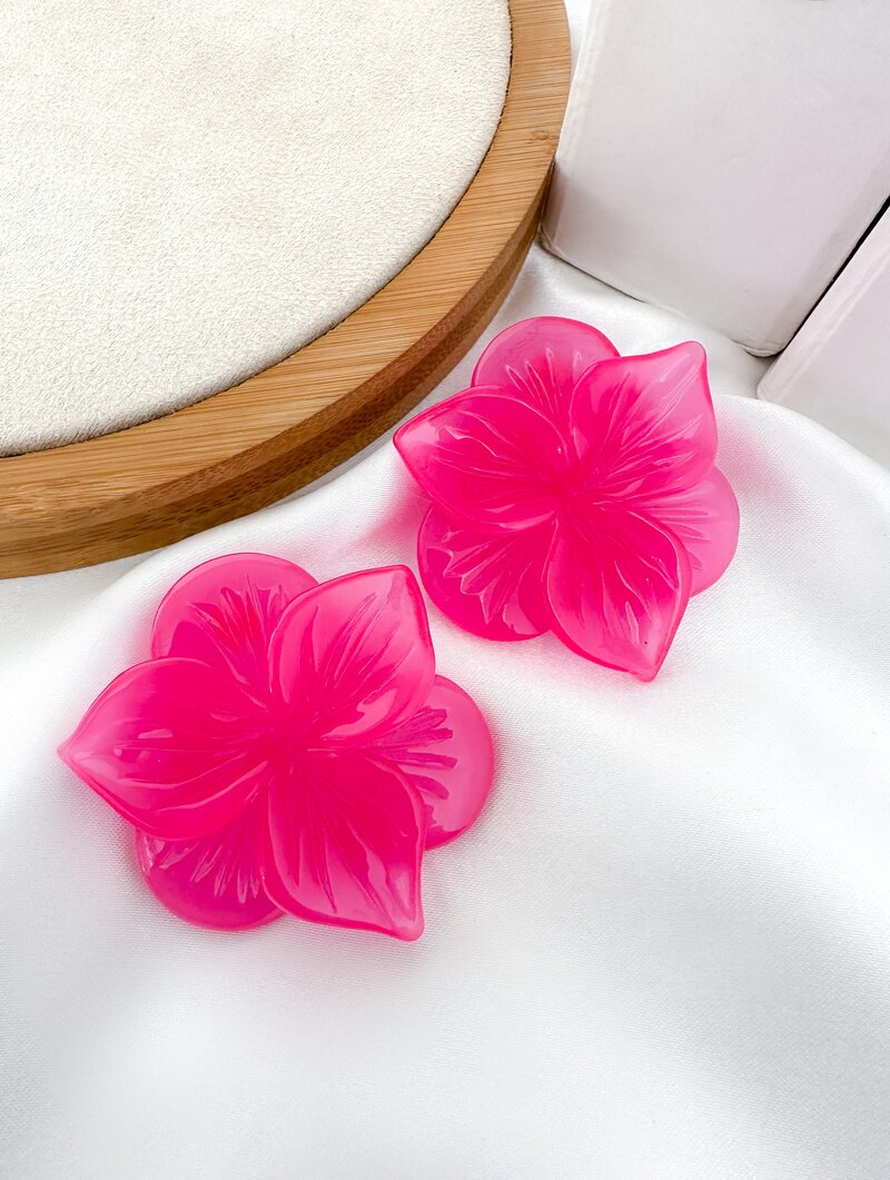 Brinco De Resina Flor Camadas