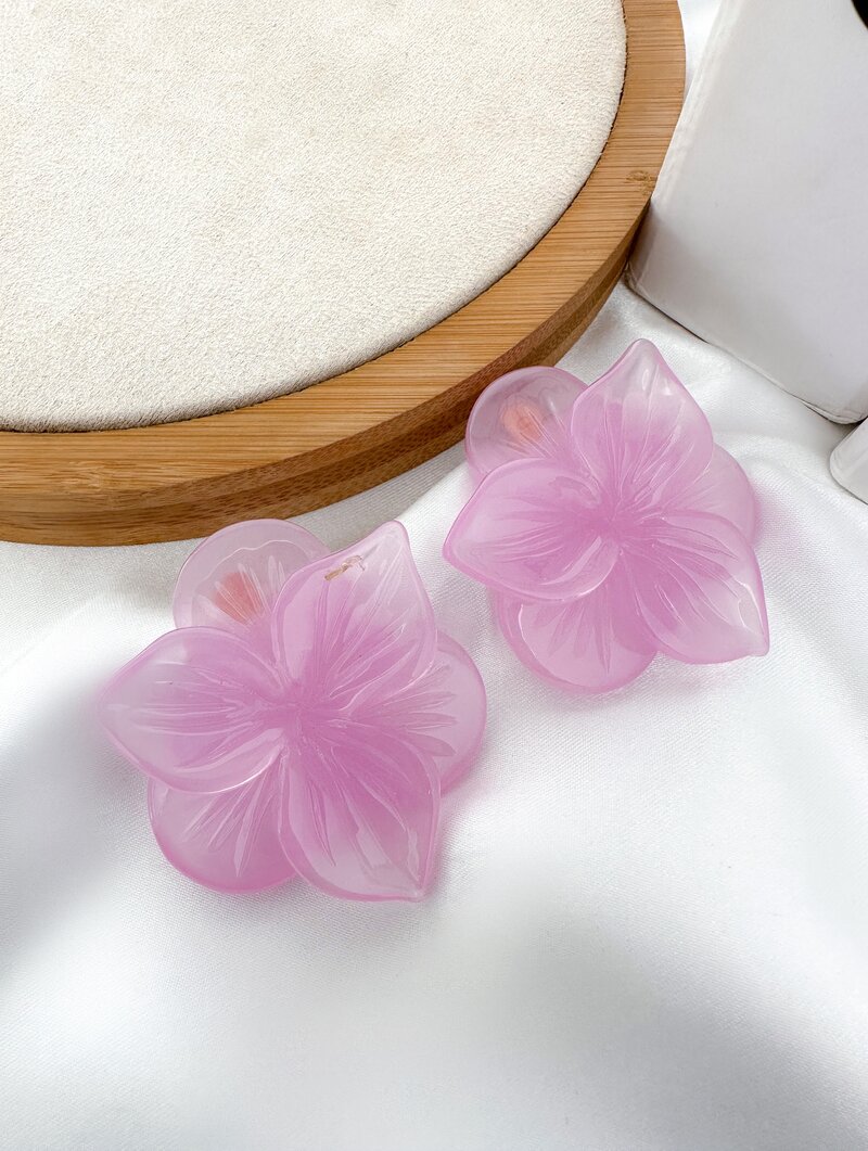 Brinco De Resina Flor Camadas
