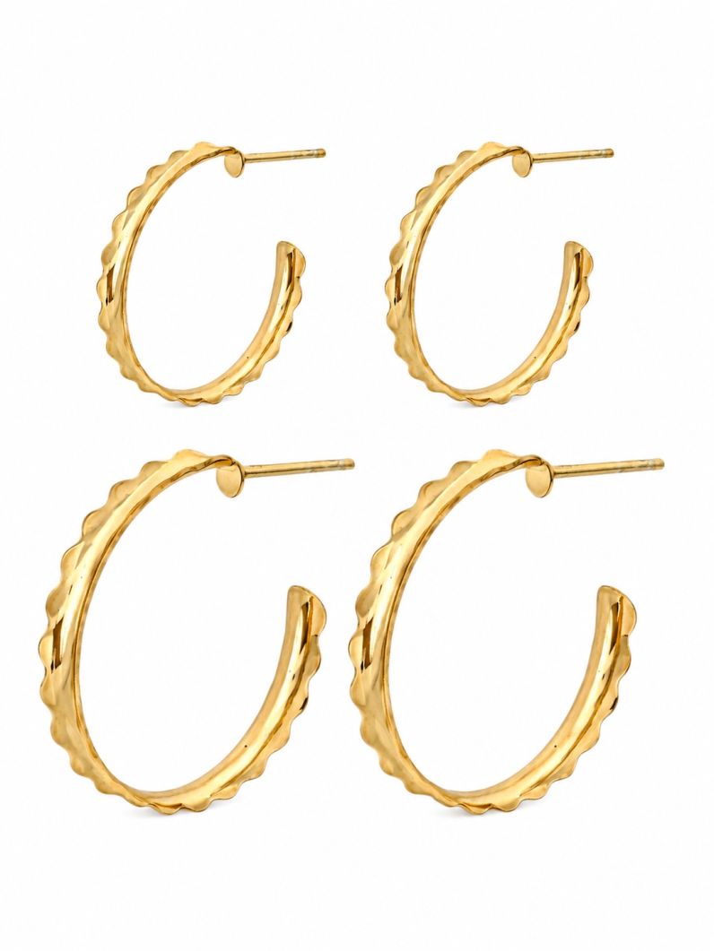 Brinco Duplo Folheado a Ouro 18k Argola Desenhada