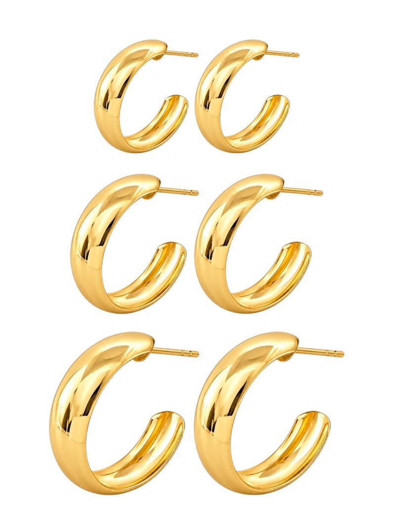 Brinco Duplo Folheado a Ouro 18k Argolinhas Finas