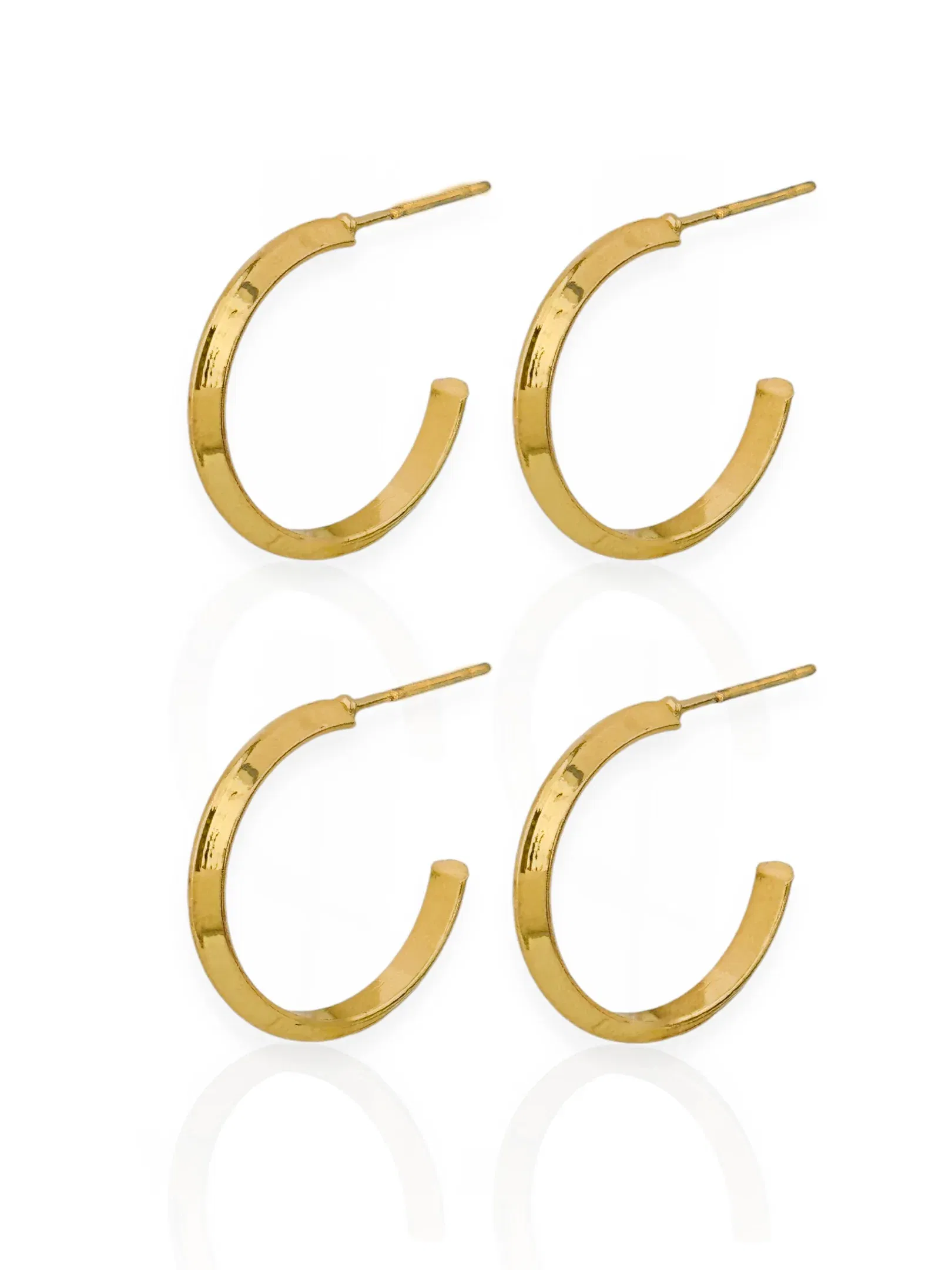 Brinco Duplo Folheado a Ouro 18k e Prata 925 Argolas Lisa