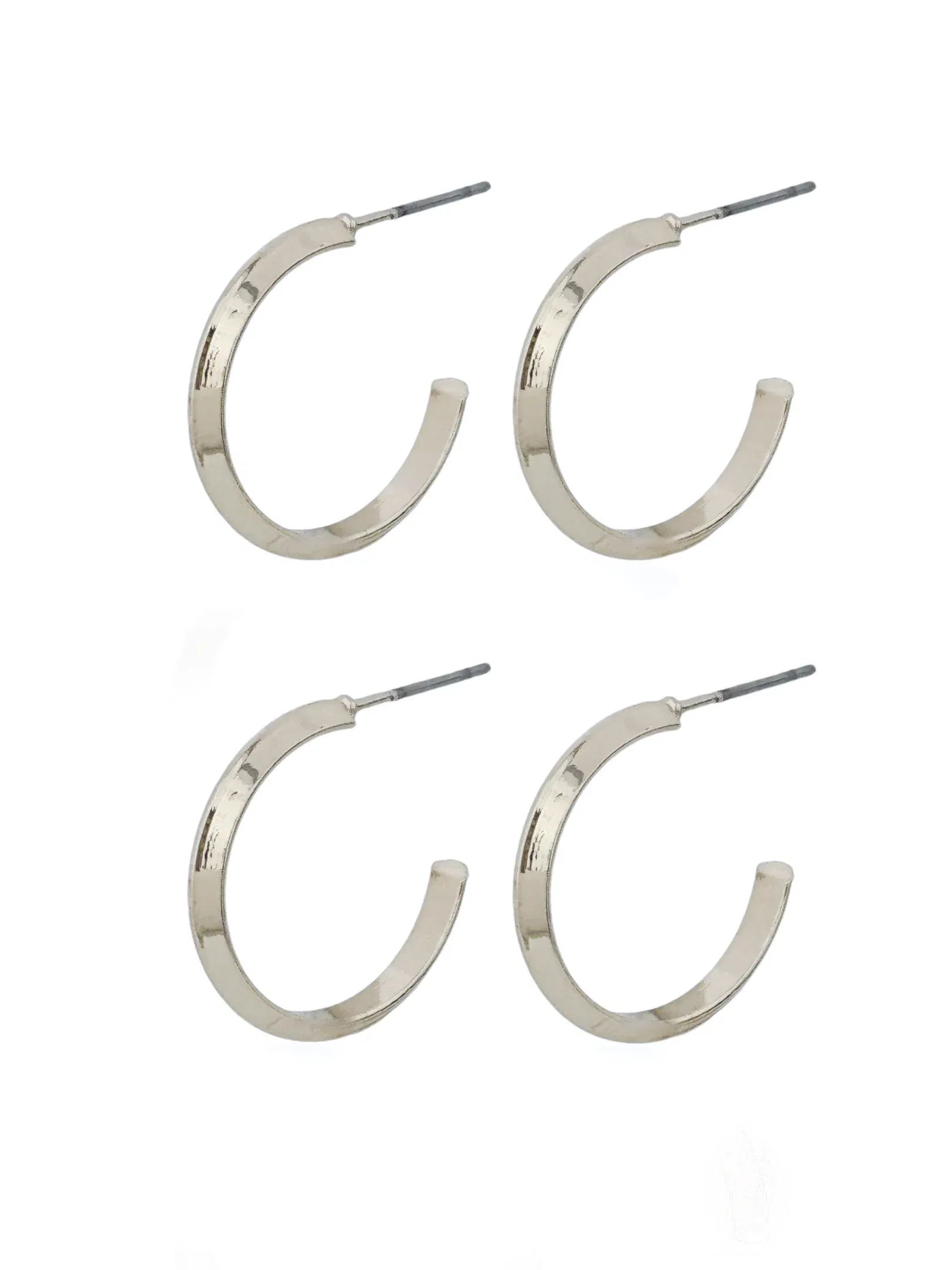 Brinco Duplo Folheado a Ouro 18k e Prata 925 Argolas Lisa