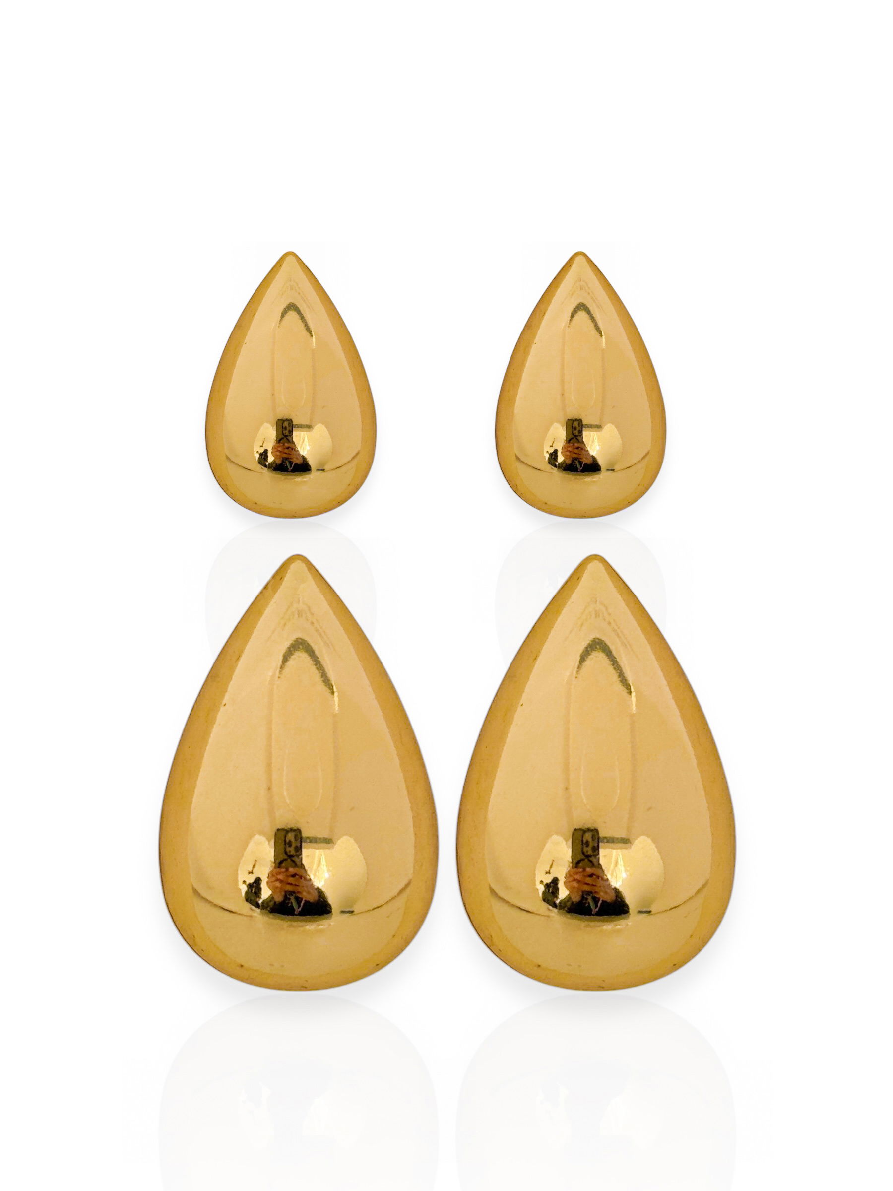 Brinco Duplo Folheado a Ouro 18k e Prata Gotas Lisa