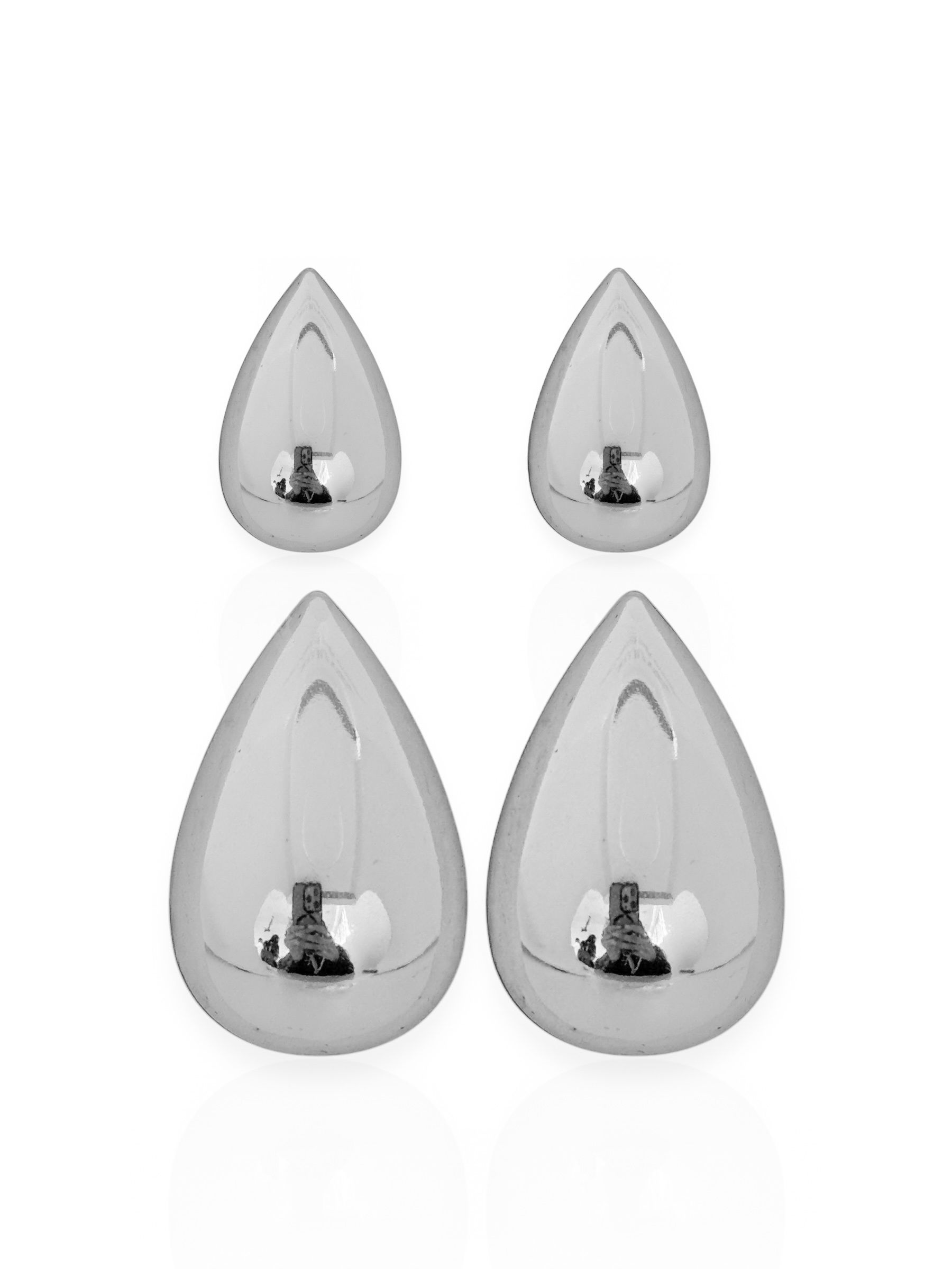 Brinco Duplo Folheado a Ouro 18k e Prata Gotas Lisa