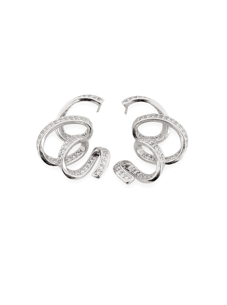 Brinco Ear Cuff Folheado a Ouro 18k e Prata, Orgânico com Zircônia