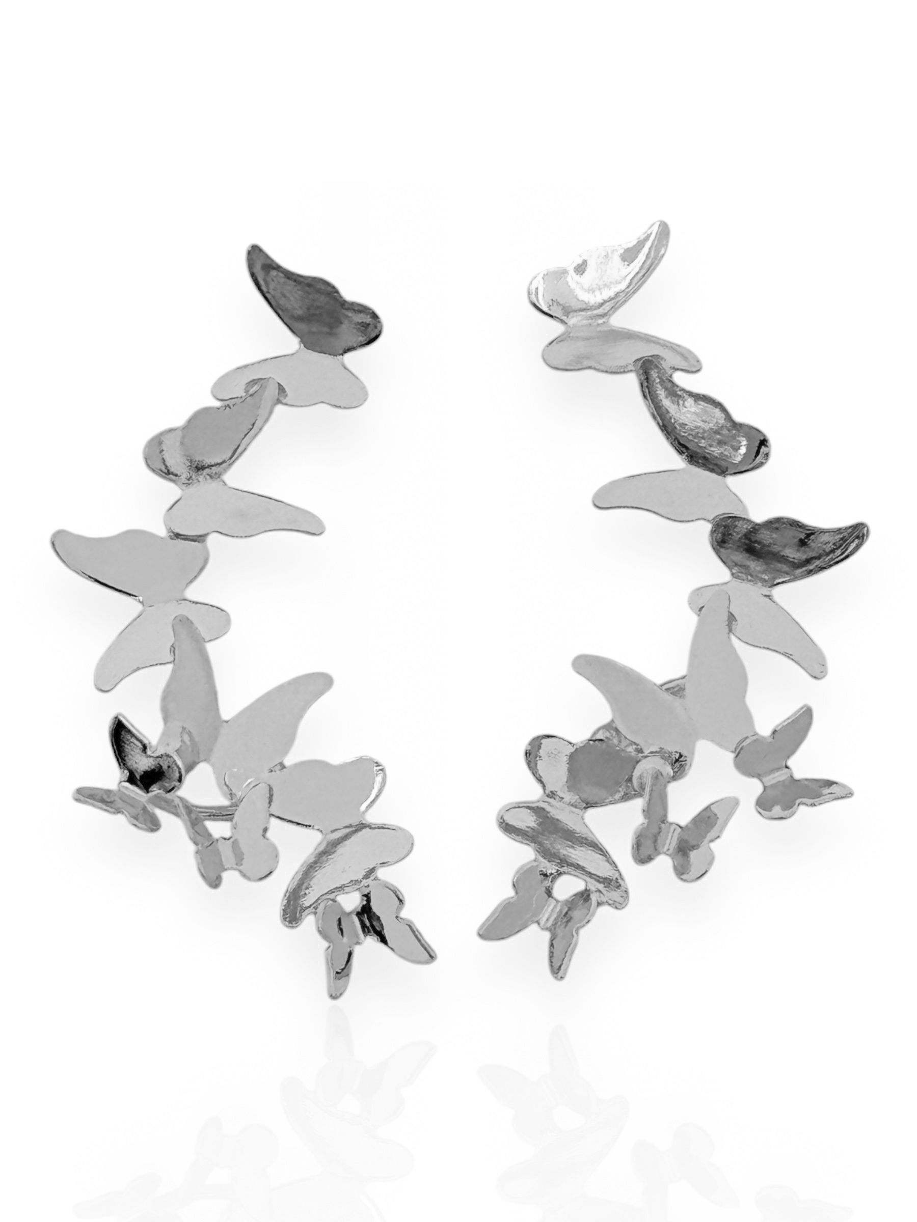 Brinco Ear Cuff Folheado a Ouro 18k e Prata Borboletas