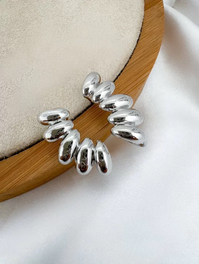 Brinco Ear Cuff Folheado a Ouro 18k e Prata Cinco Gomos Lisos