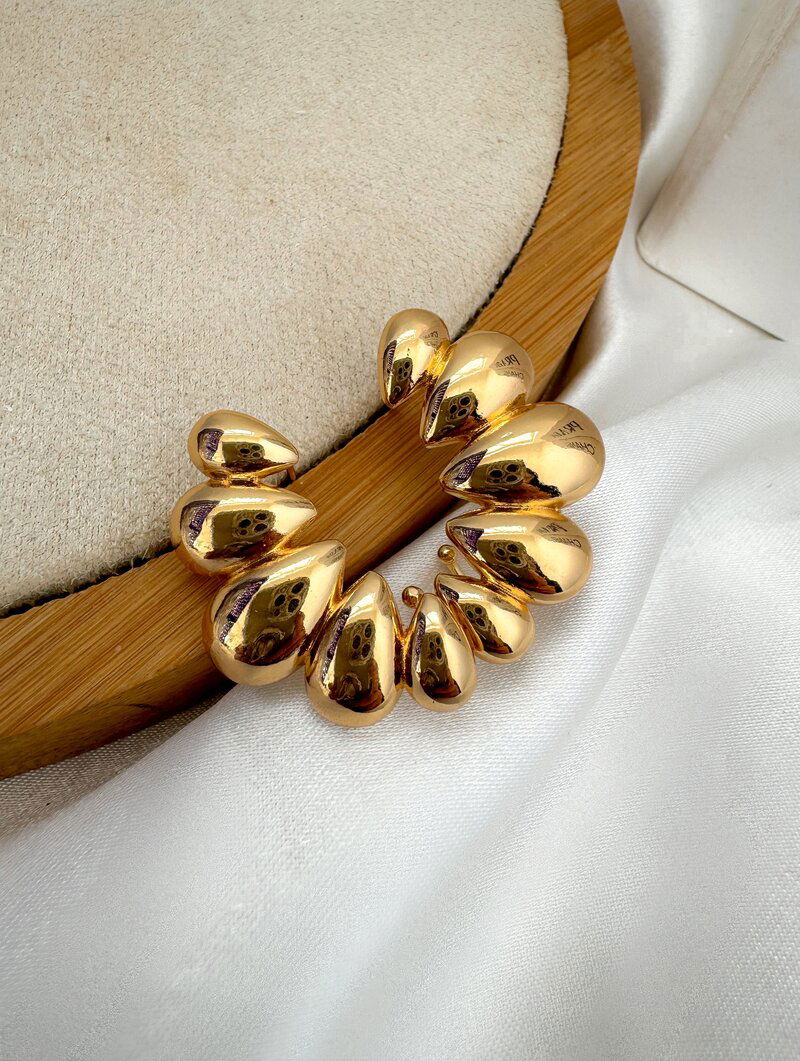 Brinco Ear Cuff Folheado a Ouro 18k e Prata Cinco Gotas Lisas
