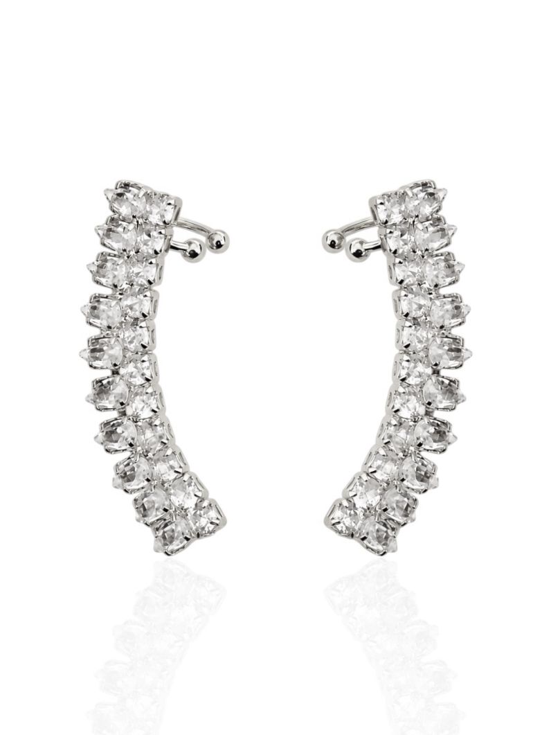 Brinco EarCuff Folheado a Ouro 18k e Prata Design Cravejado