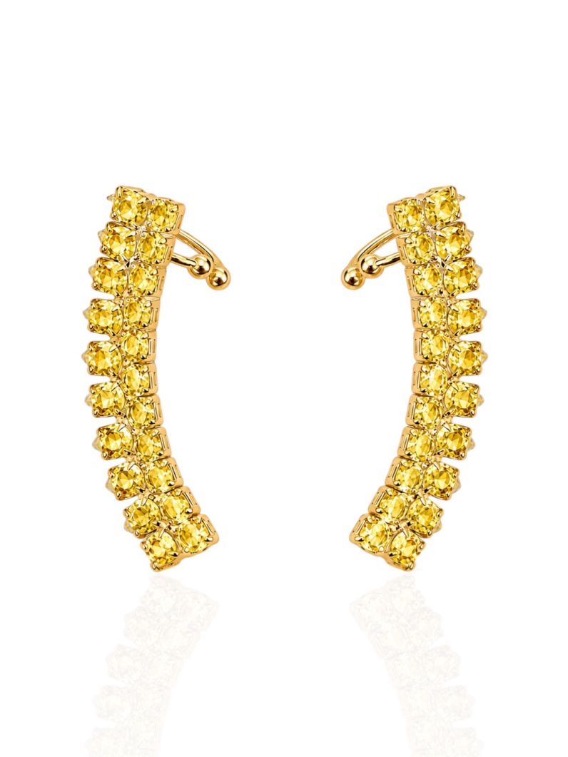 Brinco EarCuff Folheado a Ouro 18k e Prata Design Cravejado