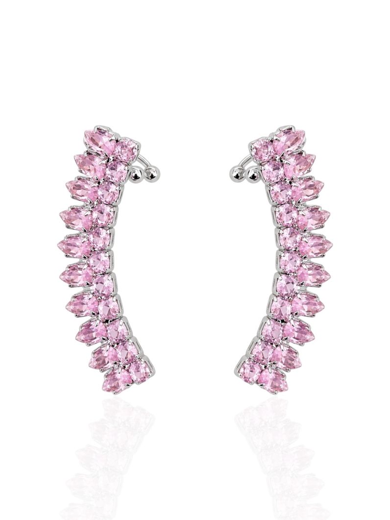 Brinco EarCuff Folheado a Ouro 18k e Prata Design Cravejado