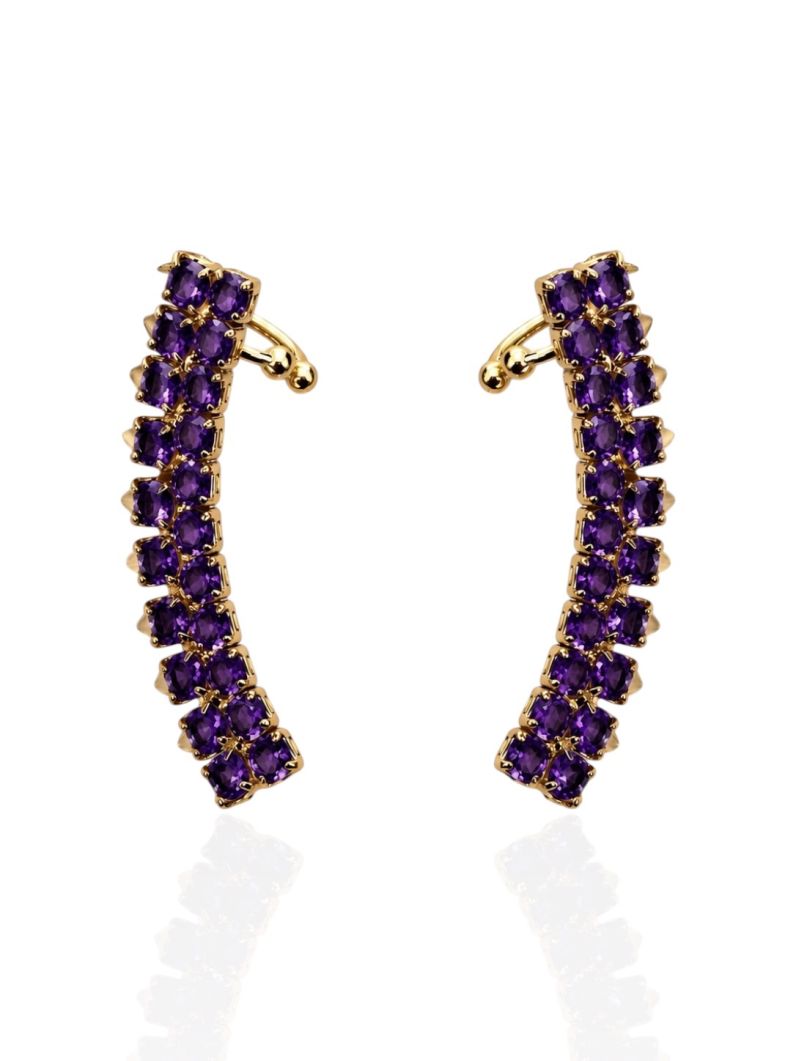 Brinco EarCuff Folheado a Ouro 18k e Prata Design Cravejado