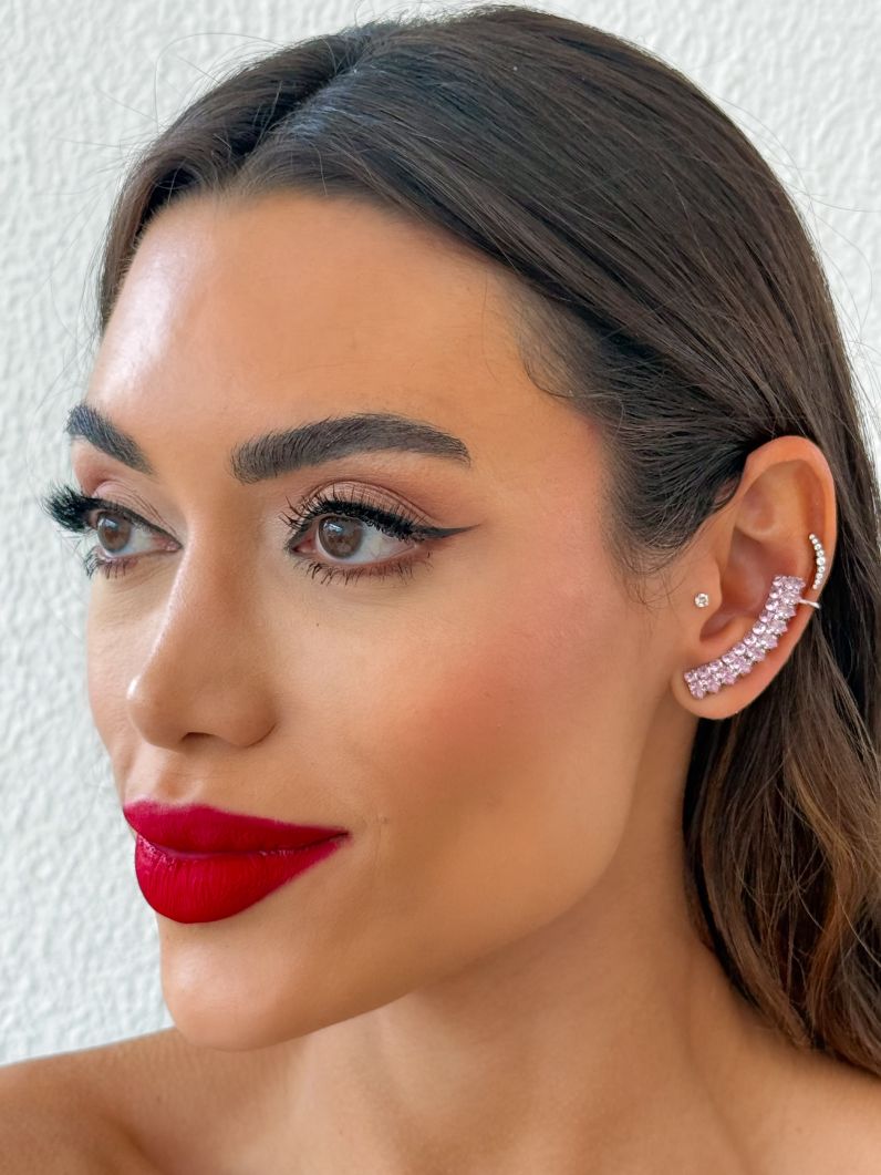 Brinco EarCuff Folheado a Ouro 18k e Prata Design Cravejado